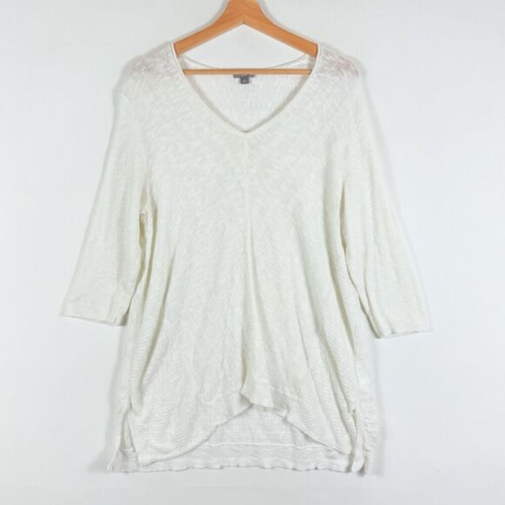 J. Jill Sweater Womens Large Ivory Linen Blend Coastal Semi‎ Sheer Lagenlook